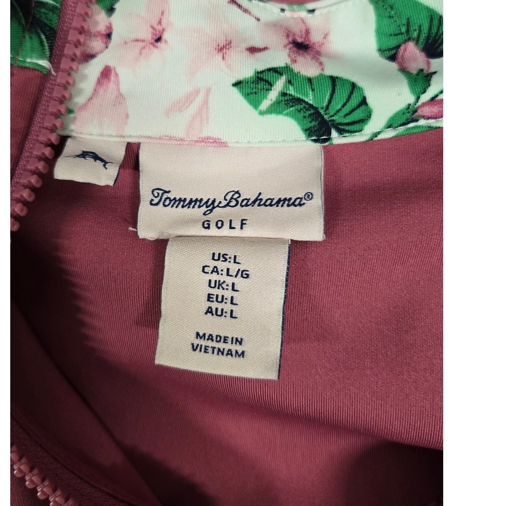 Tommy Bahama Golf Sleeveless Quarter Zip Floral Collar Dress Pink Women's Size L - Picture 3 of 8